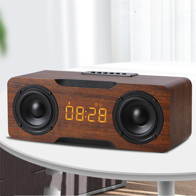 JMT-728074 Wooden Bluetooth Clock Speaker with Digital Display and U Disk/TF Card Support