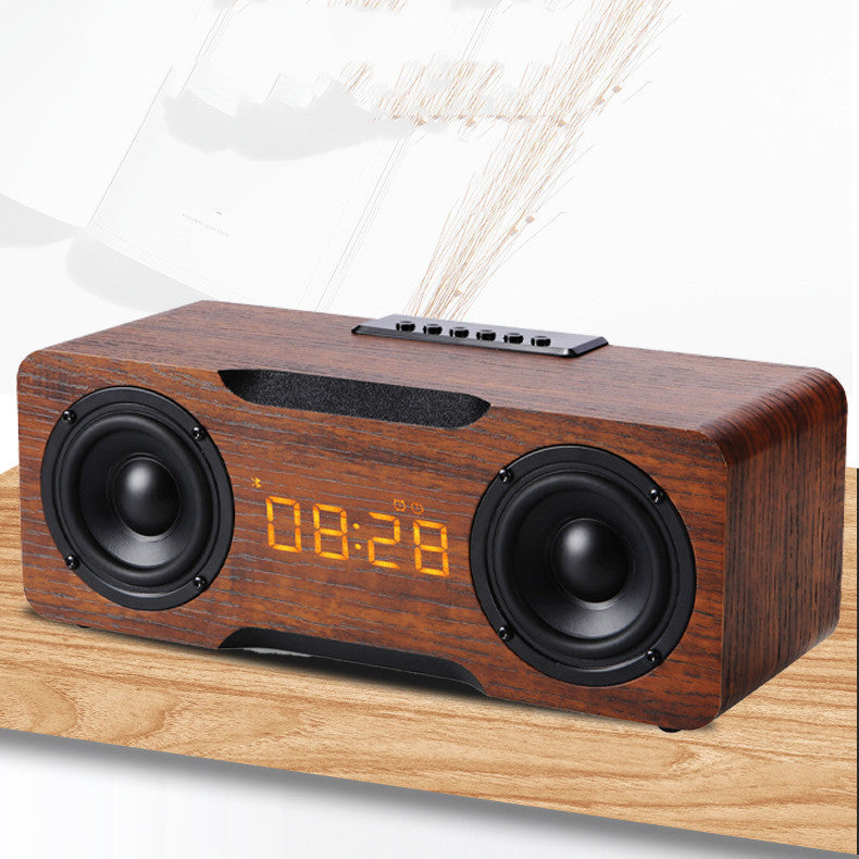 JMT-728074 Wooden Bluetooth Clock Speaker with Digital Display and U Disk/TF Card Support