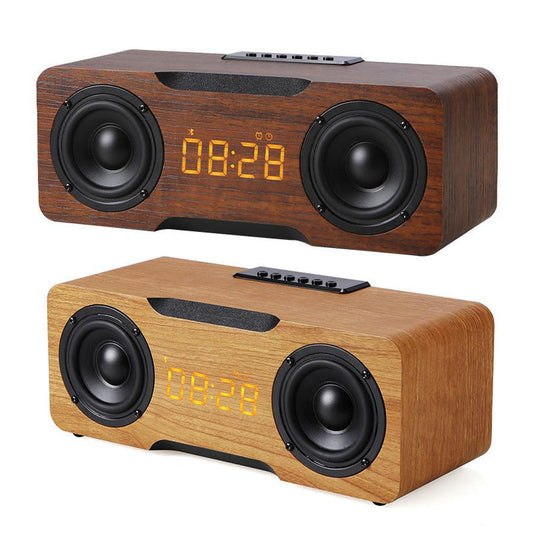 JMT-728074 Wooden Bluetooth Clock Speaker with Digital Display and U Disk/TF Card Support