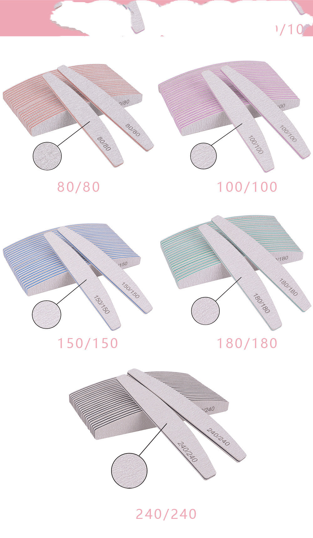 JMT-728202 Dual-Sided Nail Tools for Polishing and Repairing - Various Grit Options Available