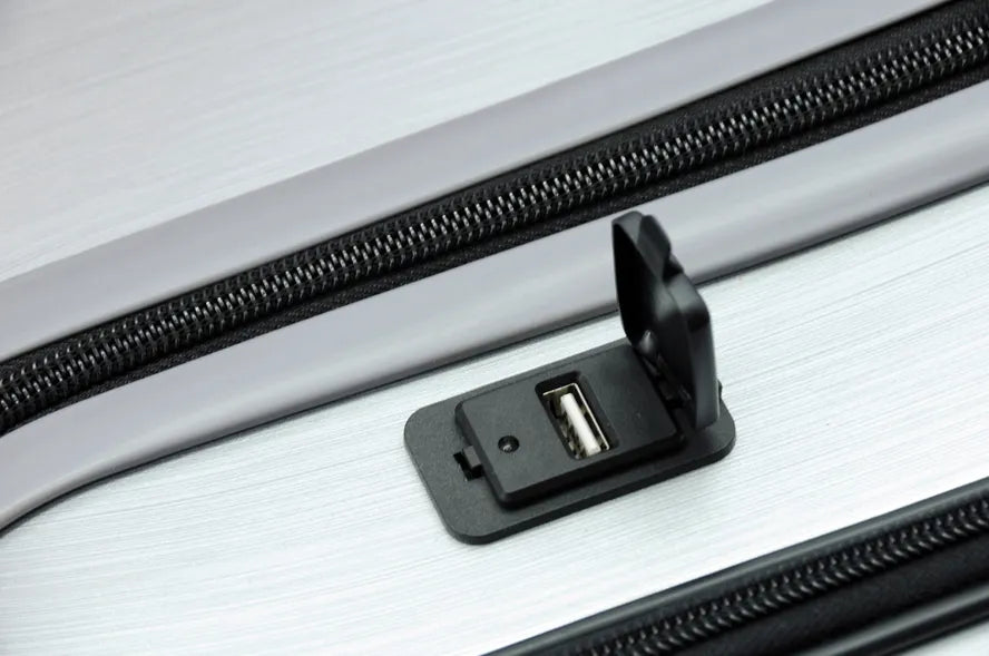 JMT-728458 Business Cabin Trolley Case with Front Laptop Pocket and Integrated Charger, Ideal for Travel