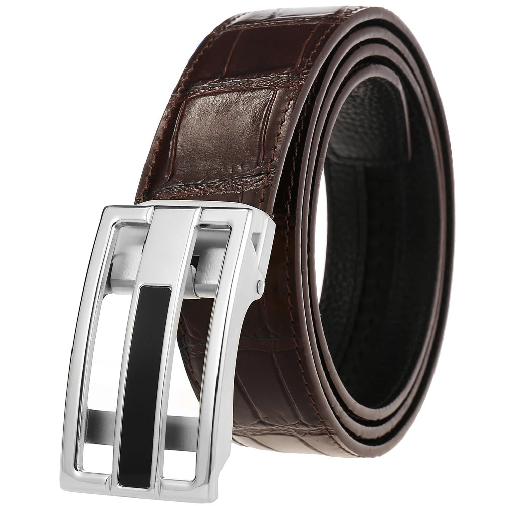 JMT-728650 Men's Genuine Leather Belt with Durable Stainless Steel Buckle, Model LY36-61430-8