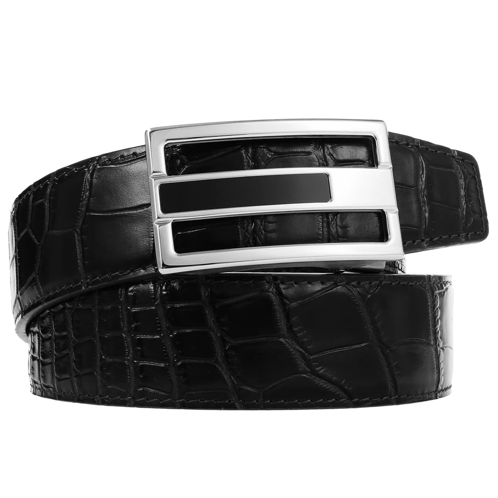JMT-728650 Men's Genuine Leather Belt with Durable Stainless Steel Buckle, Model LY36-61430-8
