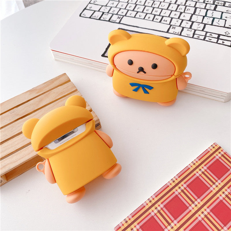 JMT-728714 Cartoon Silicone Case for AirPods 1/2 and Pro - Yakult Drinks and Bear Design