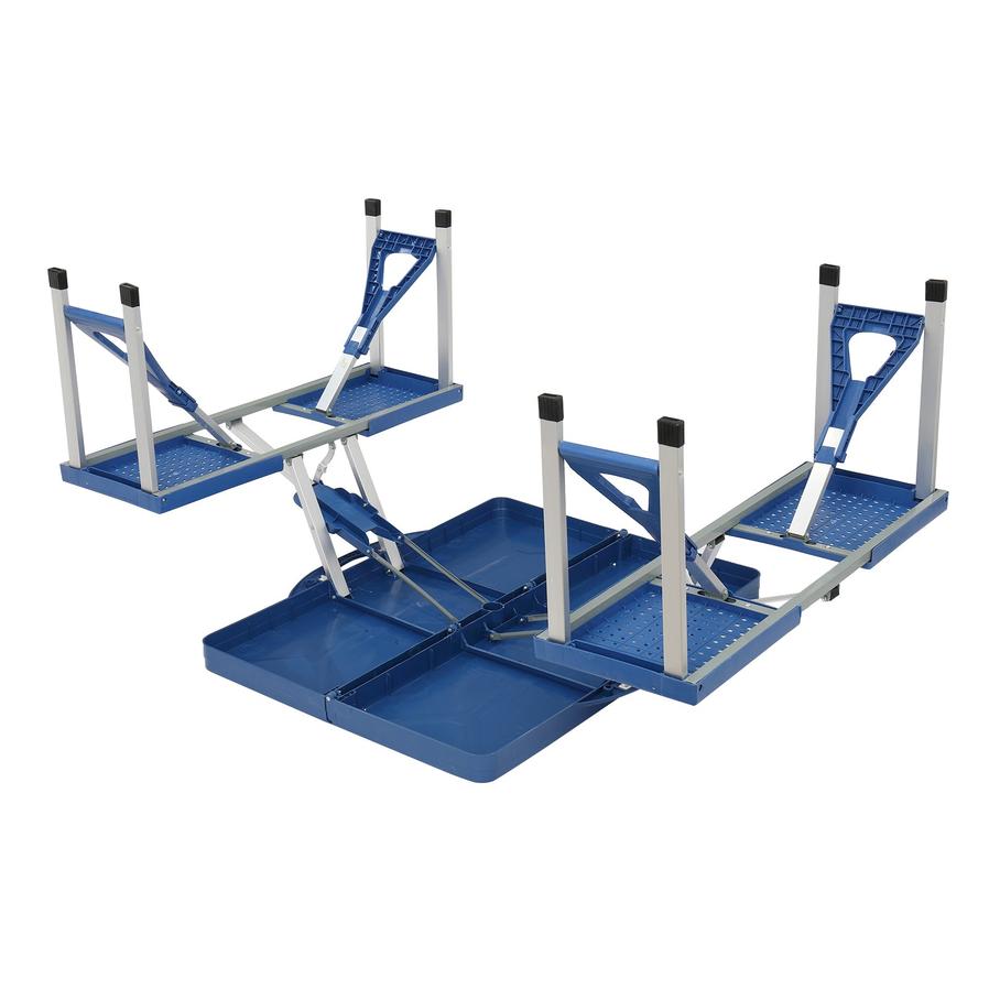 JMT-728778 Blue Plastic Camping Table and Chair Set - 135.5x83x65.5cm, 50kg Capacity