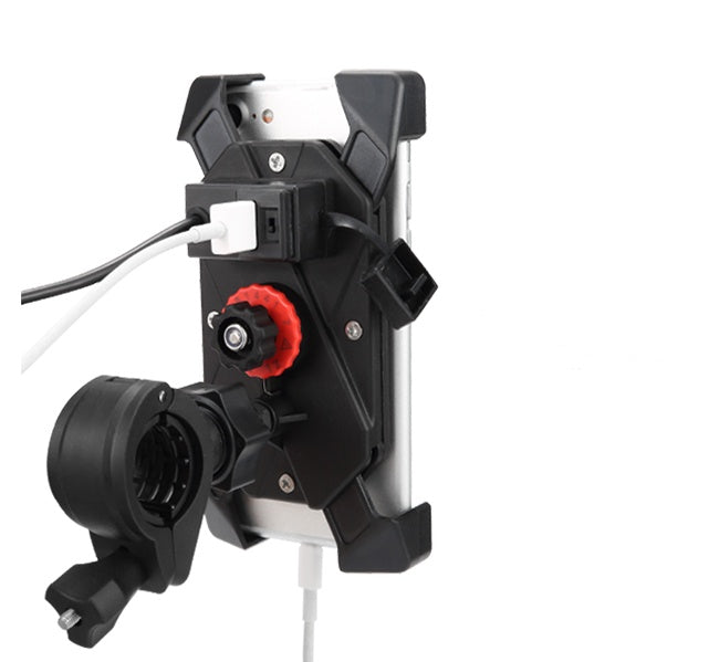 JMT-728906 Shockproof Motorcycle Phone Holder with Universal USB Charger, Fits Devices 3.5" to 7", Handlebar Mount