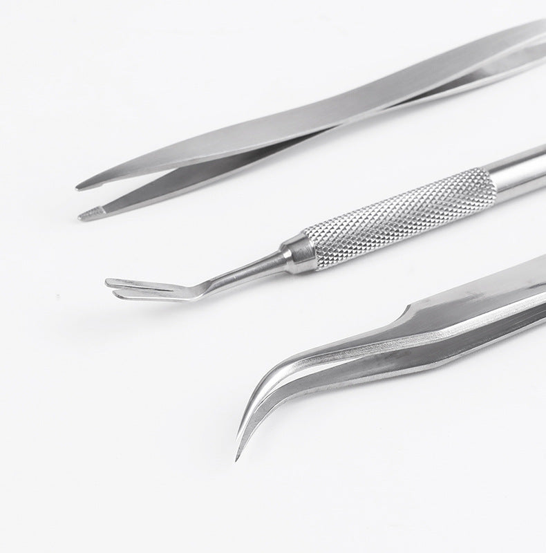 JMT-728906 Stainless Steel Tick and Flea Removal Tool Set for Dogs and Cats - 3-Piece Clip and Tweezer Kit