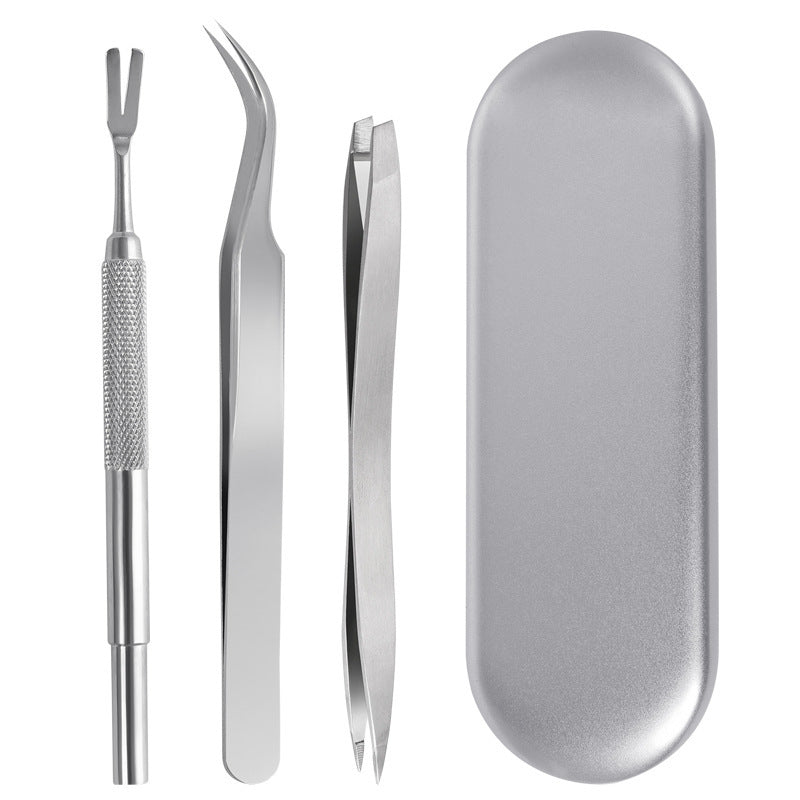 JMT-728906 Stainless Steel Tick and Flea Removal Tool Set for Dogs and Cats - 3-Piece Clip and Tweezer Kit