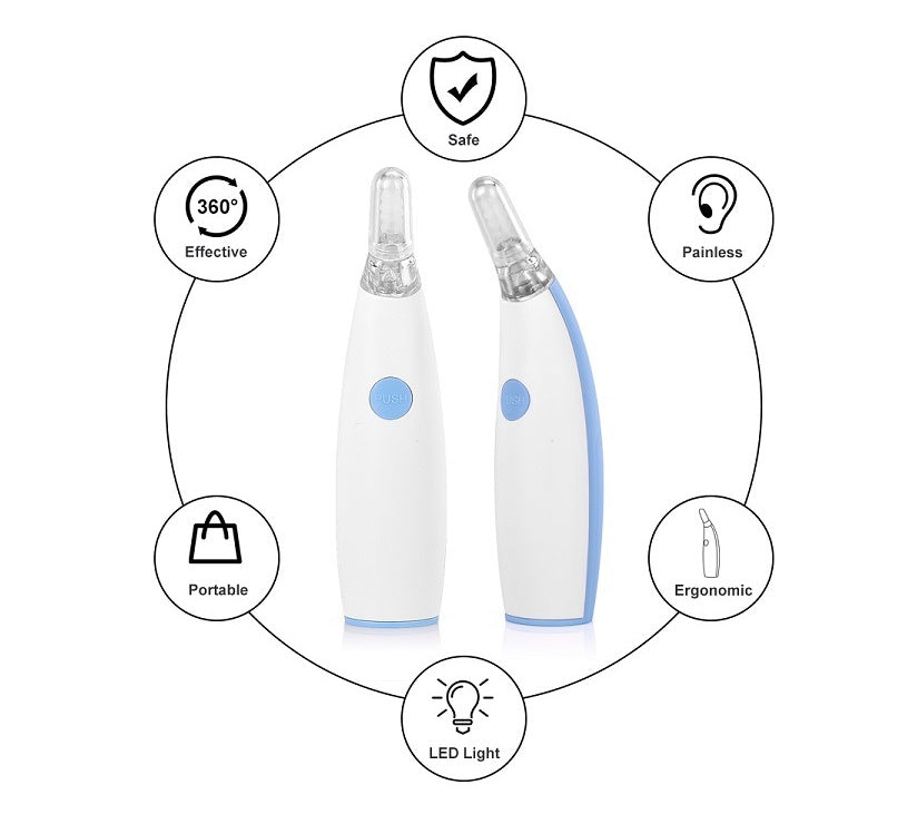 JMT-729034 Rotating Earwax Vacuum with Spiral Silicone Tips and LED Light for Safe Ear Cleaning