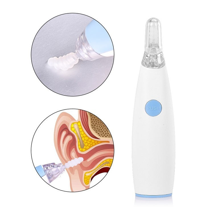 JMT-729034 Rotating Earwax Vacuum with Spiral Silicone Tips and LED Light for Safe Ear Cleaning