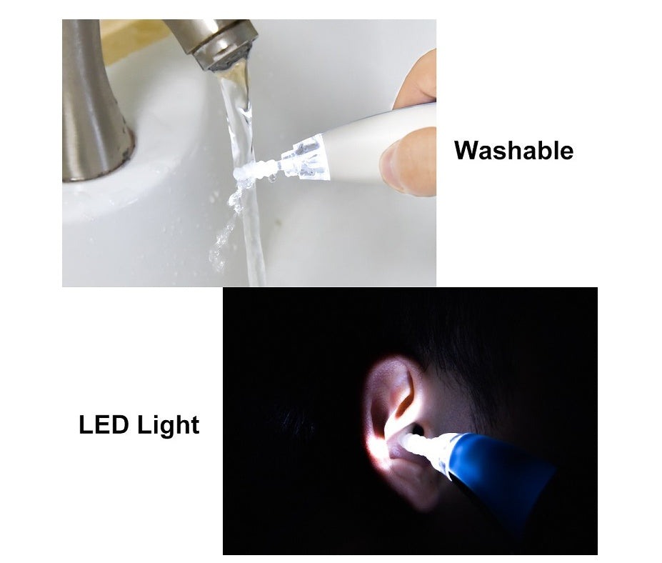 JMT-729034 Rotating Earwax Vacuum with Spiral Silicone Tips and LED Light for Safe Ear Cleaning