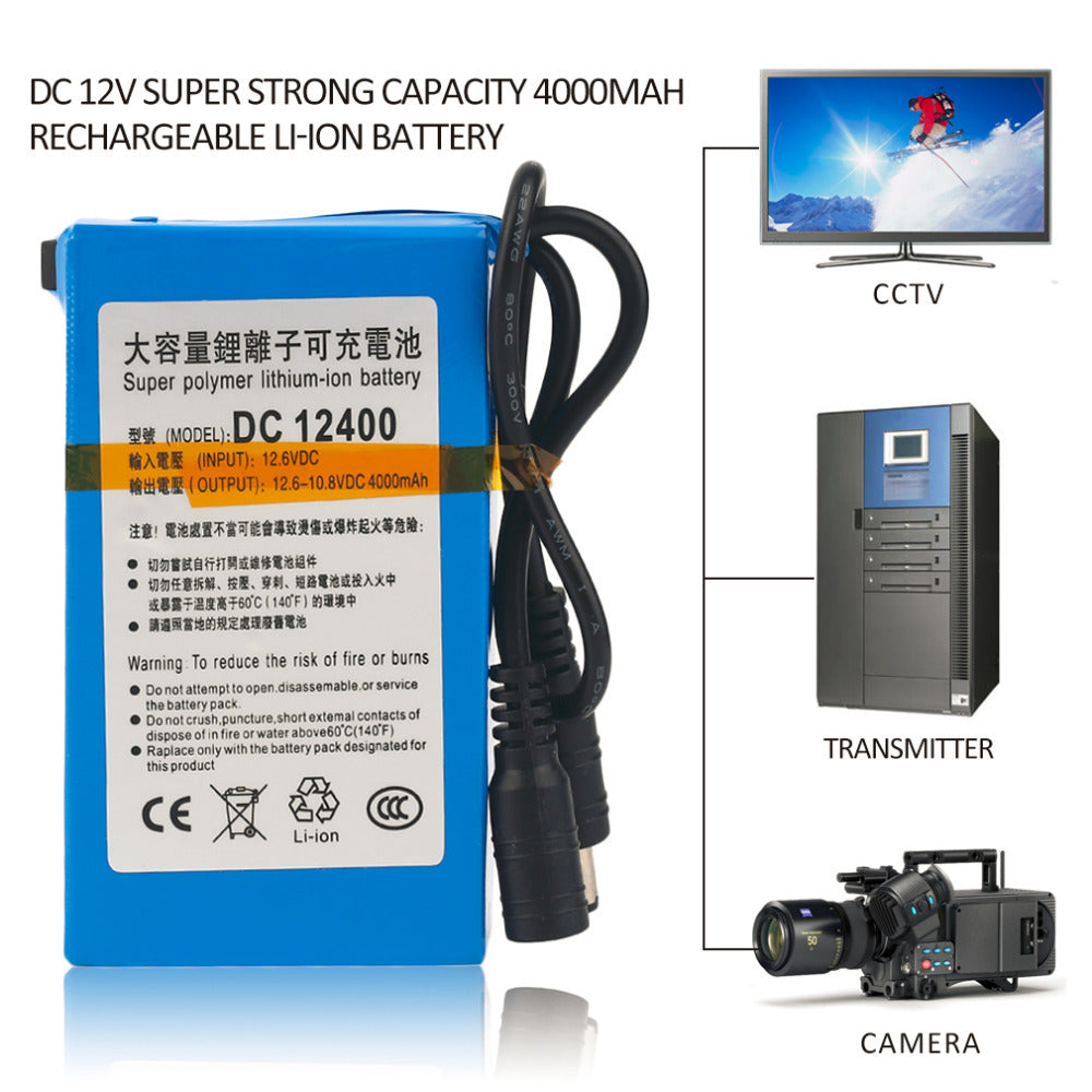 JMT-729226 Rechargeable 4000mAh Lithium Ion Battery, Blue, 12.6V Input, Compatible with Various Devices