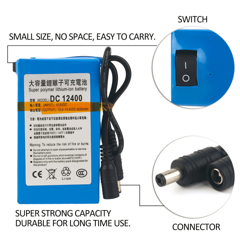 JMT-729226 Rechargeable 4000mAh Lithium Ion Battery, Blue, 12.6V Input, Compatible with Various Devices