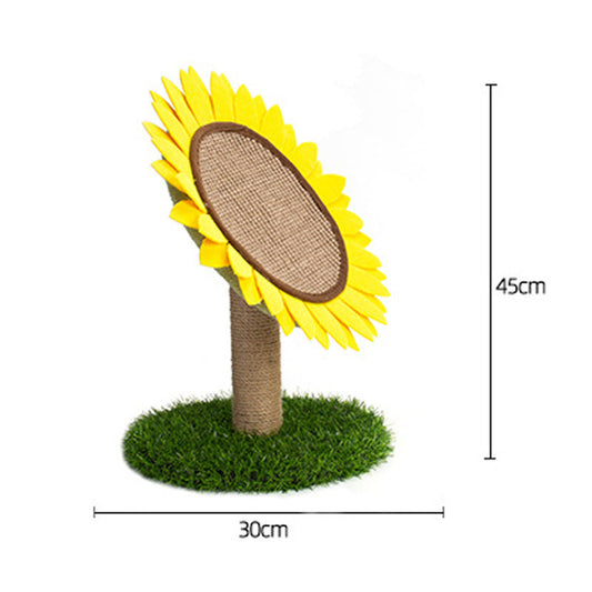 JMT-729866 Sunflower Cat Scratching Post with Sisal-Covered Pole and Grass Base for Indoor Cats