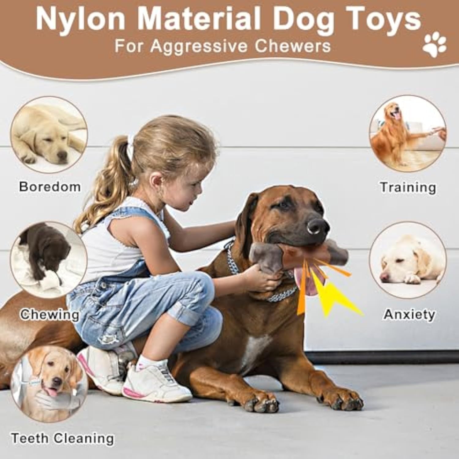 JMT-730186 Durable Indestructible Dog Toy for Aggressive Chewers | Bacon Flavor | Suitable for Large Breeds