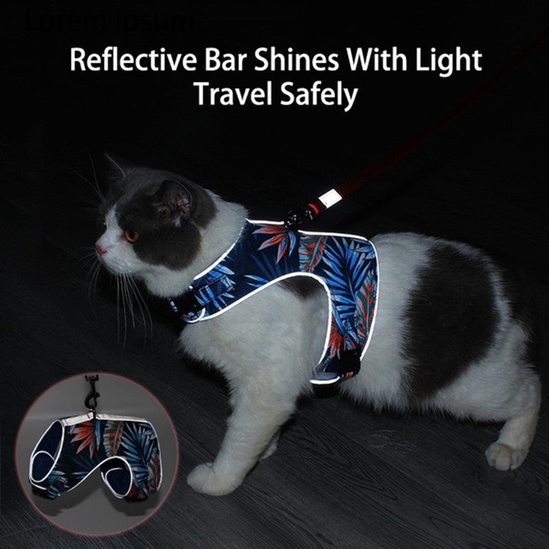 JMT-730378 Reflective Cat Walking Rope with Polyester Chest Strap