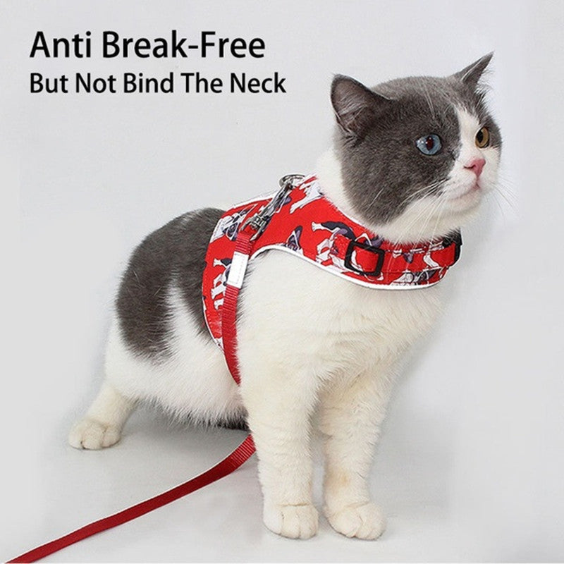 JMT-730378 Reflective Cat Walking Rope with Polyester Chest Strap