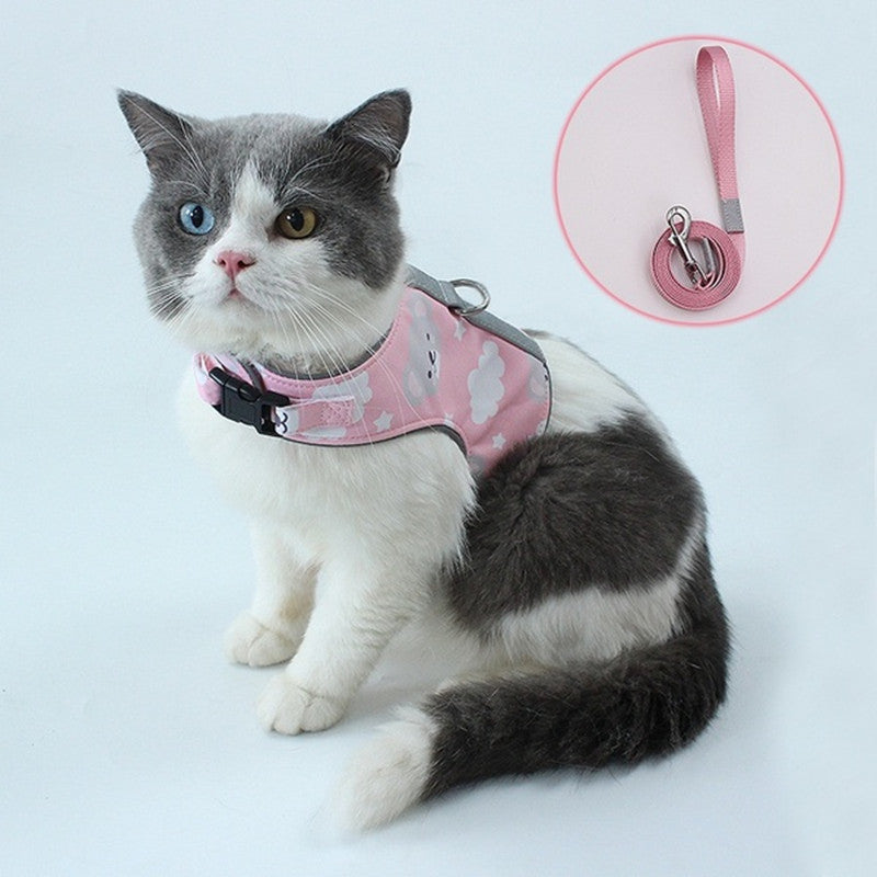 JMT-730378 Reflective Cat Walking Rope with Polyester Chest Strap