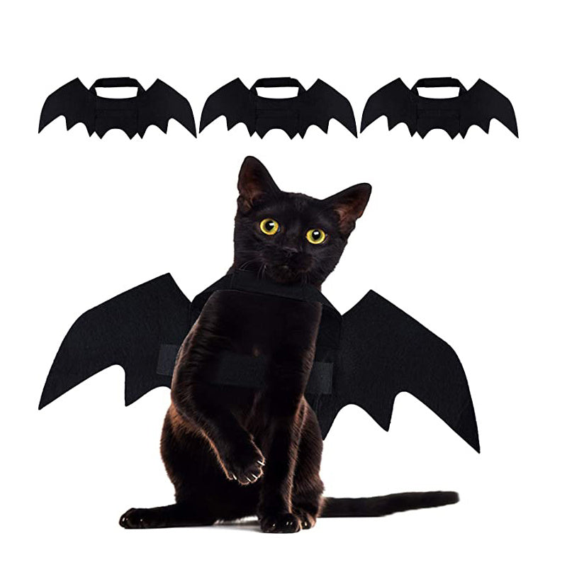 JMT-730826 Bat Wings Costume for Cats and Small Dogs - Black Felt Accessory with Adjustable Velcro Straps