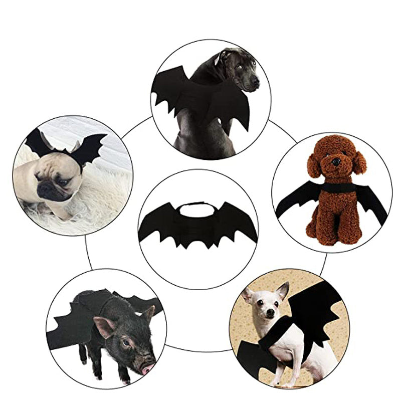 JMT-730826 Bat Wings Costume for Cats and Small Dogs - Black Felt Accessory with Adjustable Velcro Straps