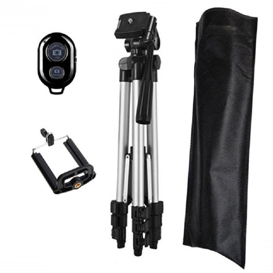 JMT-731722 40-Inch Universal Tripod Stand for Photography, Compatible with Smartphones and Cameras, Adjustable with 360° Rotation and Built-In Level