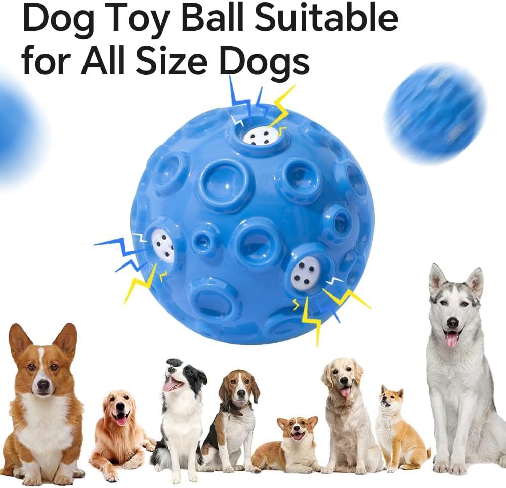 JMT-732170 Durable Squeaky Dog Toy Ball for Aggressive Chewers - Interactive Rubber Chew Toy with Teeth Cleaning Design for Small to Large Dogs