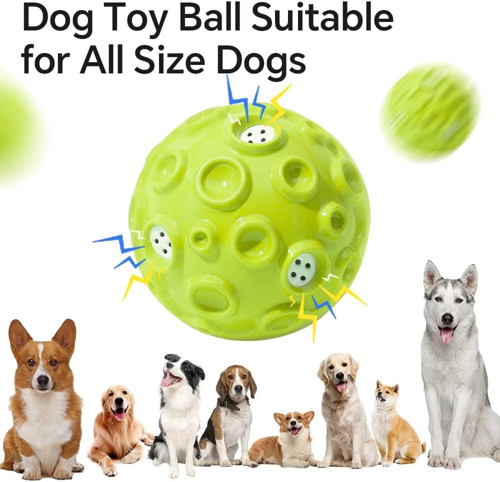 JMT-732170 Durable Squeaky Dog Toy Ball for Aggressive Chewers - Interactive Rubber Chew Toy with Teeth Cleaning Design for Small to Large Dogs