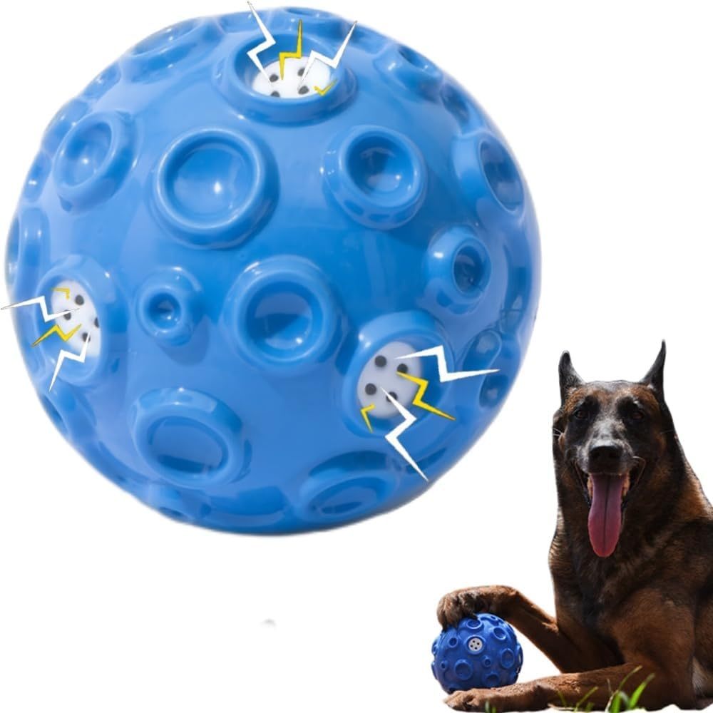 JMT-732170 Durable Squeaky Dog Toy Ball for Aggressive Chewers - Interactive Rubber Chew Toy with Teeth Cleaning Design for Small to Large Dogs