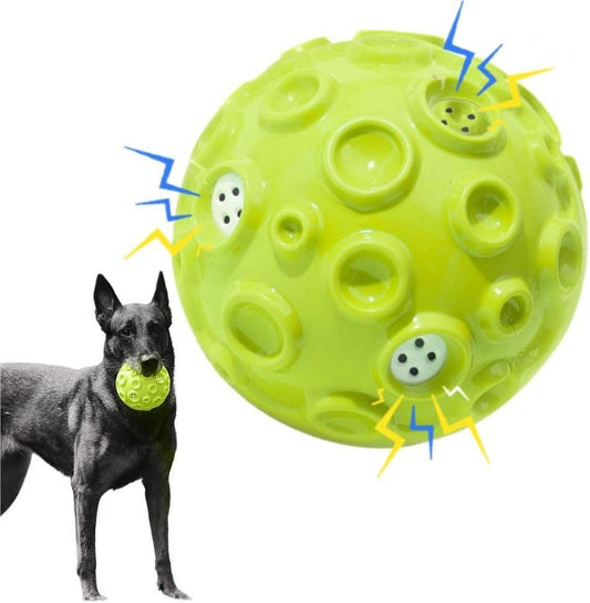 JMT-732170 Durable Squeaky Dog Toy Ball for Aggressive Chewers - Interactive Rubber Chew Toy with Teeth Cleaning Design for Small to Large Dogs