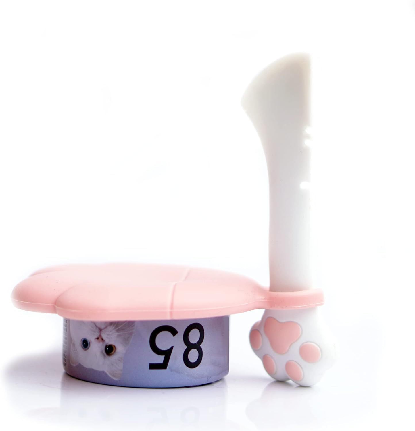 JMT-732426 Pink Cat Food Can Lid and Spoon Set for Convenient Wet Food Storage