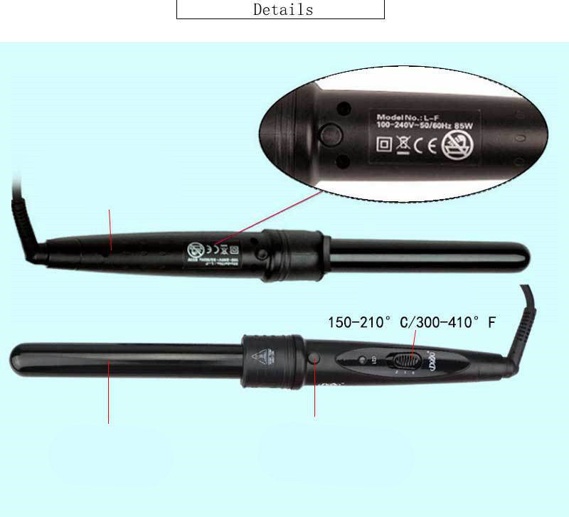 JMT-732490 5-in-1 Tourmaline Ceramic Curling Iron with Interchangeable Tubes