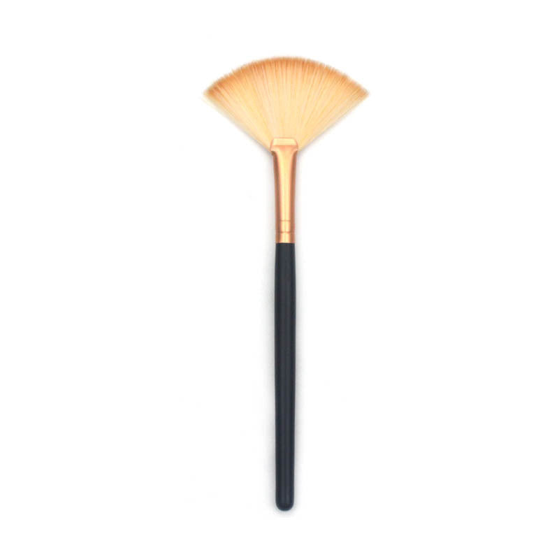 JMT-732618 Small Fan-Shaped Makeup Brush with Wooden Handle and Artificial Fiber Bristles