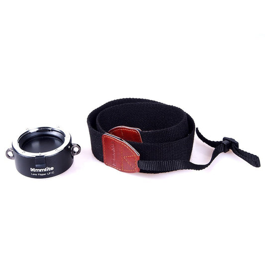 JMT-732874 Camera Lens Flipper for Nikon E-Mount – Dual Lens Holder with Durable Aluminum Alloy, Comfortable Cotton Strap