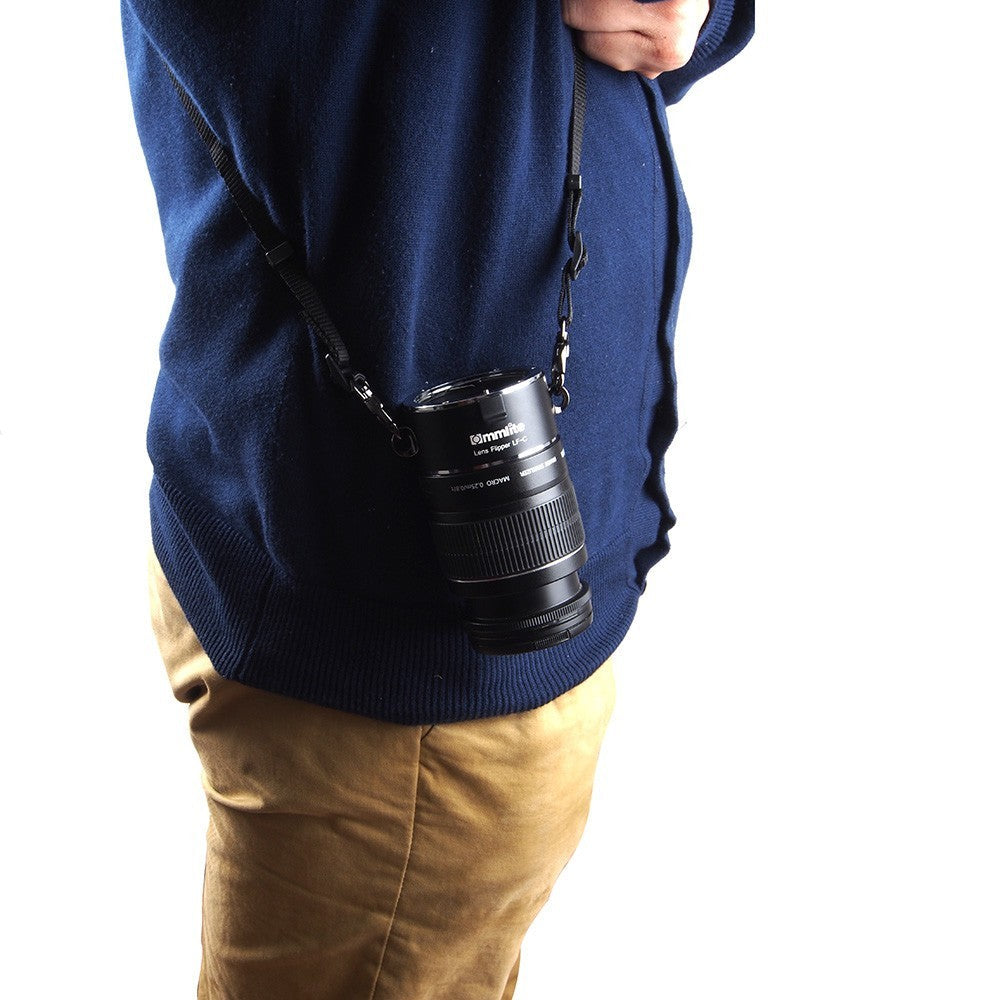 JMT-732874 Camera Lens Flipper for Nikon E-Mount – Dual Lens Holder with Durable Aluminum Alloy, Comfortable Cotton Strap