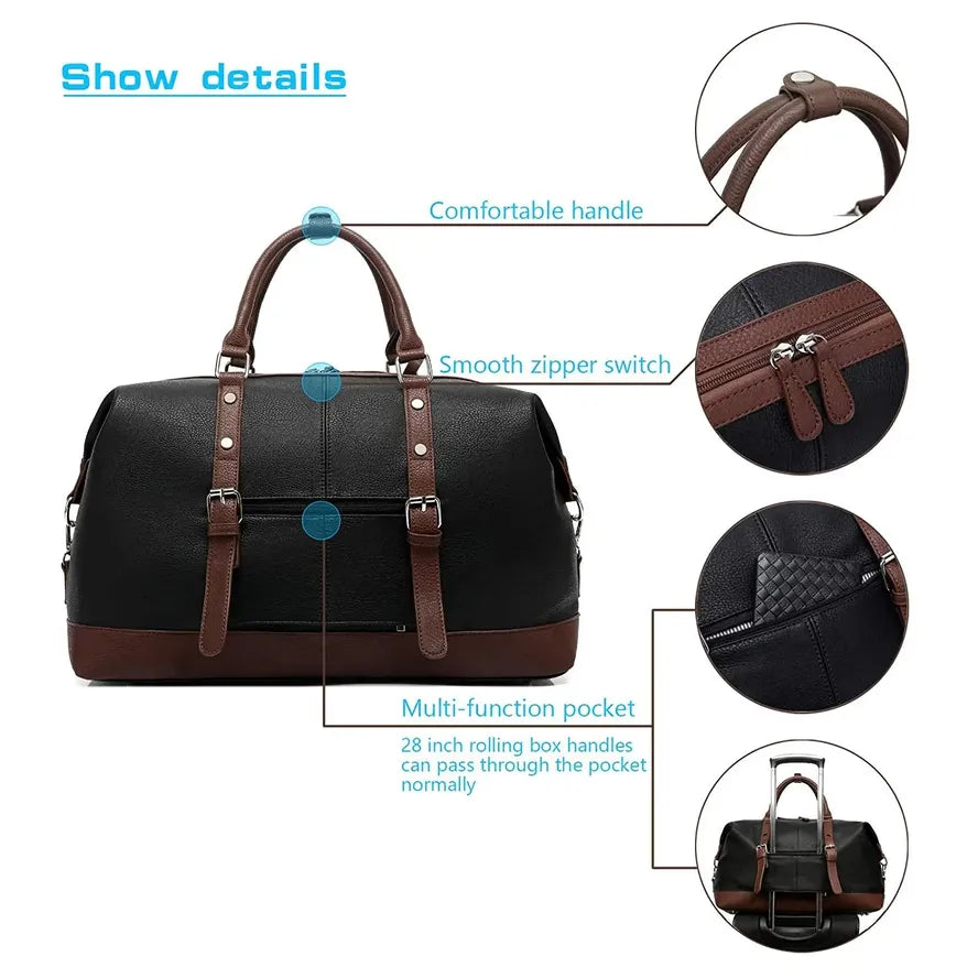 JMT-732874 Large Capacity Waterproof PU Travel Duffle Bag with Zipper Closure for Business and Weekend Use