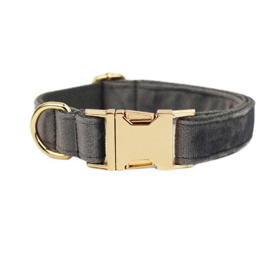 JMT-733002 Velvet Dog Collar with Adjustable Traction Rope and Bow Tie