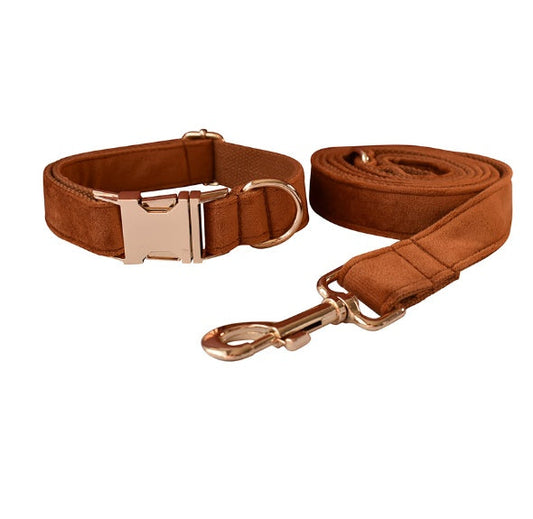 JMT-733002 Velvet Dog Collar with Adjustable Traction Rope and Bow Tie