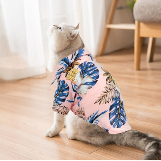 JMT-733130 Cotton Printed T-Shirt for Small and Medium-Sized Dogs and Cats – Soft Polyester in Blue and White