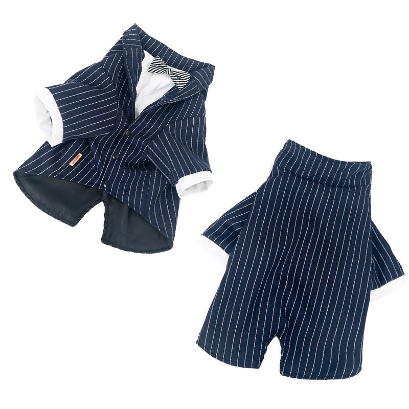 JMT-733258 Striped Bow Tie Dog Suit - Stylish Dog Outfit for Special Occasions