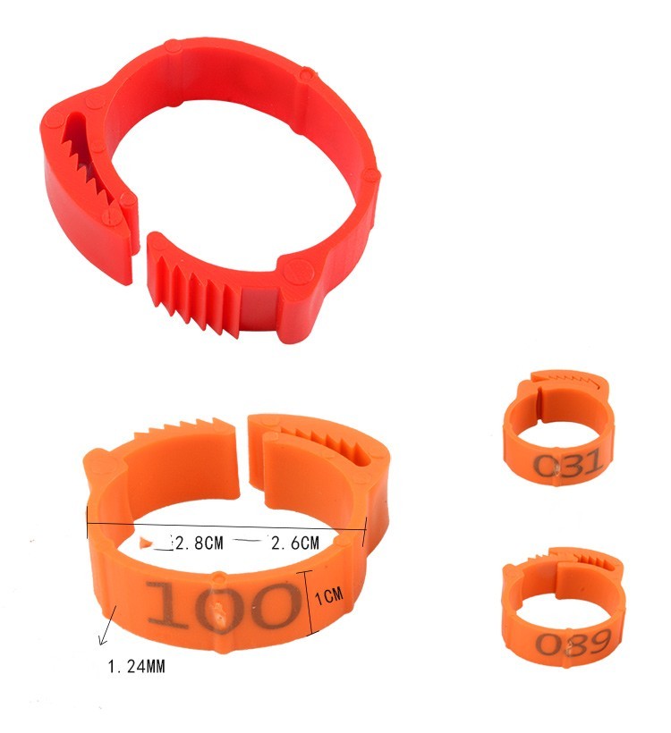 JMT-734154 Chicken Foot Identification Ring with Stitch Marker - Suitable for Chickens, Geese, and Ducks, Randomized Numbers