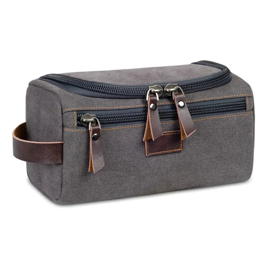 JMT-734538 Vintage Canvas Makeup Bag - Portable Large Capacity Storage Tote in Black, Dark Grey, and Blue