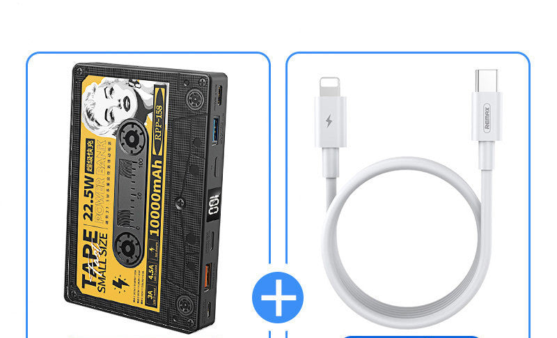 JMT-734666 Ultra-thin Retro Tape Power Bank with Fast Charge - 10000mAh, 22.5W Outputs, Multiple Inputs