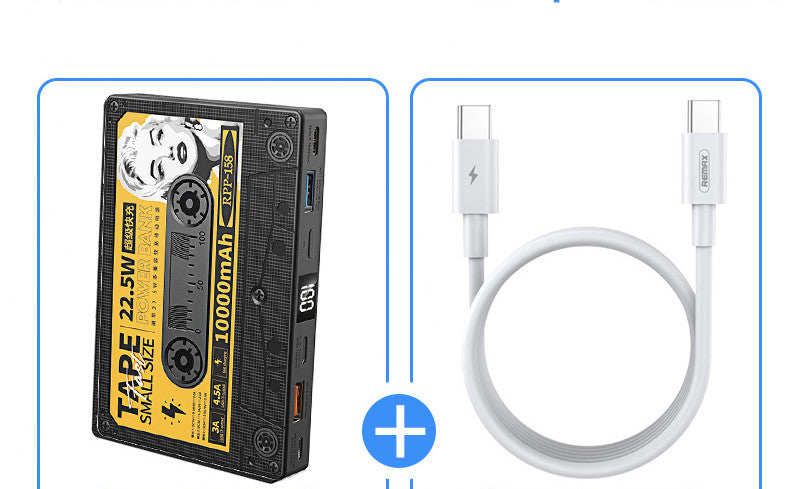 JMT-734666 Ultra-thin Retro Tape Power Bank with Fast Charge - 10000mAh, 22.5W Outputs, Multiple Inputs