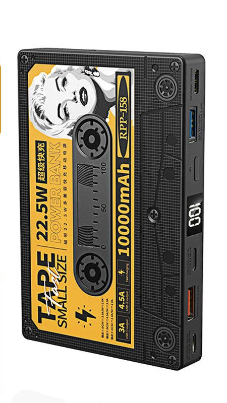 JMT-734666 Ultra-thin Retro Tape Power Bank with Fast Charge - 10000mAh, 22.5W Outputs, Multiple Inputs