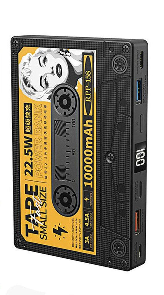 JMT-734666 Ultra-thin Retro Tape Power Bank with Fast Charge - 10000mAh, 22.5W Outputs, Multiple Inputs