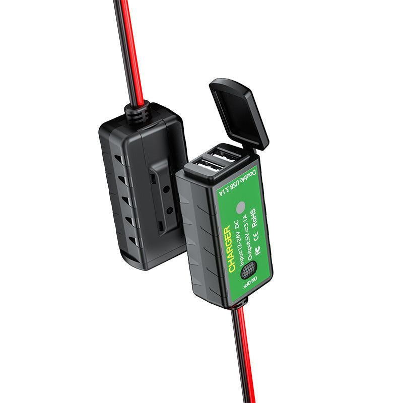 JMT-734986 12V Dual USB Waterproof Motorcycle Charger with SAE to USB Interface