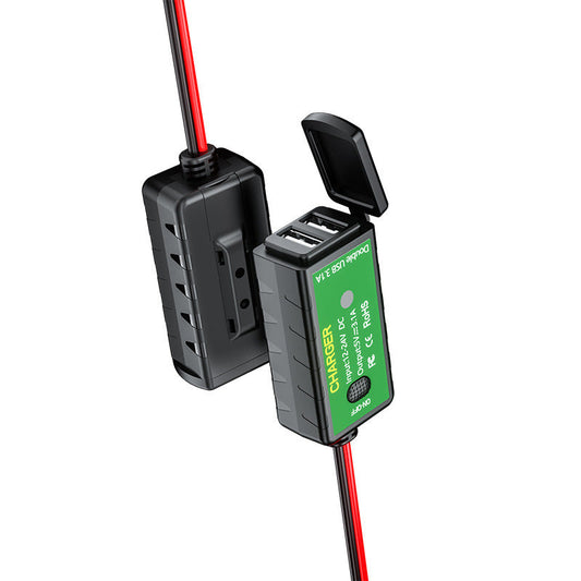 JMT-734986 12V Dual USB Waterproof Motorcycle Charger with SAE to USB Interface