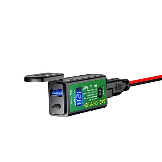 JMT-734986 12V Dual USB Waterproof Motorcycle Charger with SAE to USB Interface