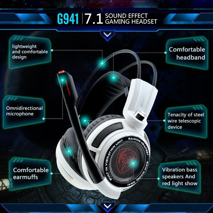 JMT-734986 Somic G941 Wired Gaming Headset with Noise Reduction, Over-Ear Design, and Built-in Microphone