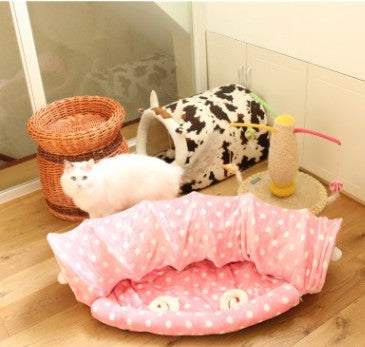 JMT-735626 Collapsible Nylon Cat Play Tunnel with Two Openings - 25 cm Diameter, 120 cm Length